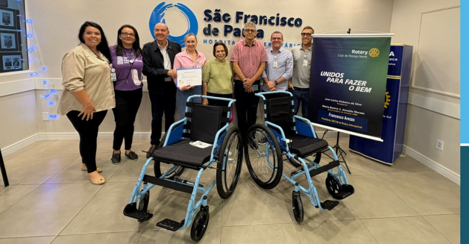 HUSFP recebe doação de cadeiras de rodas do Rotary Club Pelotas Norte