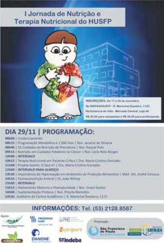 Hospital Universitário São Francisco de Paula promove I Jornada de Nutrição e Terapia Nutricional