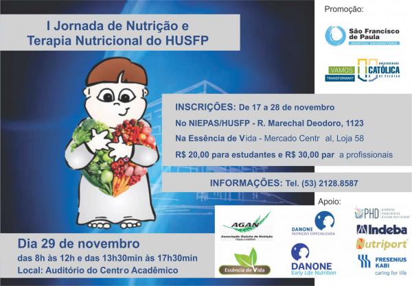 I Jornada de Nutrição e Terapia Nutricional será realizada no dia 29 no HUSFP